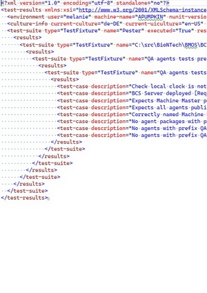 XML source file of the test report